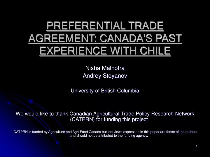 preferential trade agreement canada s past experience with chile