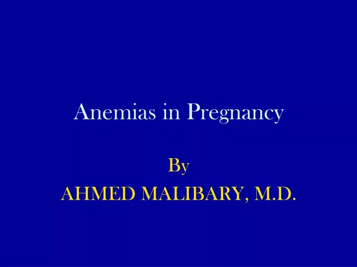 anemias in pregnancy
