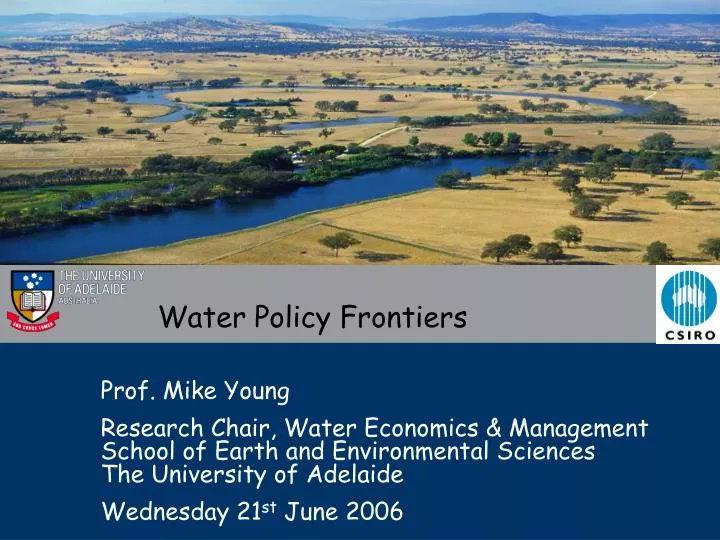 water policy frontiers