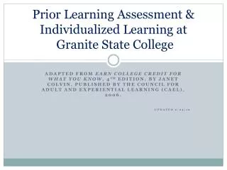 Prior Learning Assessment &amp; Individualized Learning at Granite State College