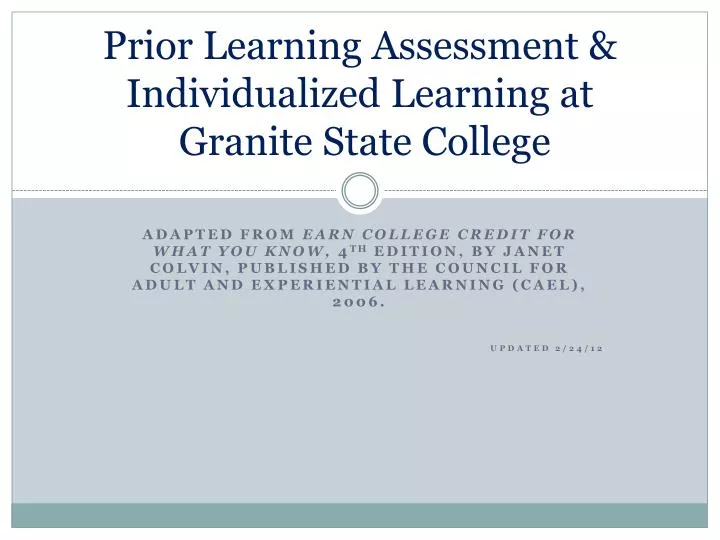 prior learning assessment individualized learning at granite state college