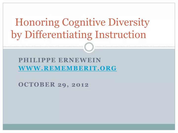 honoring cognitive diversity by differentiating instruction