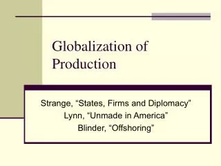 Globalization of Production