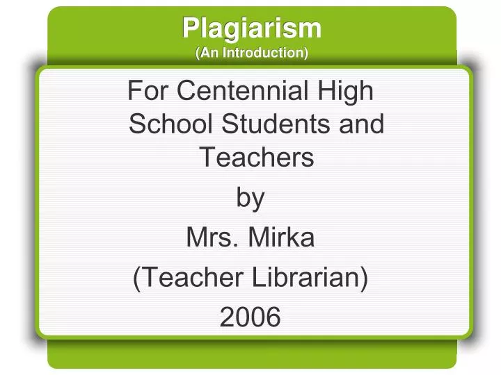 plagiarism an introduction