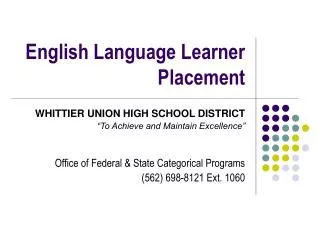 English Language Learner Placement