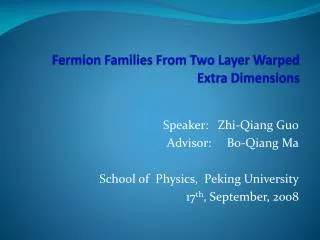 Fermion Families From Two Layer Warped Extra Dimensions