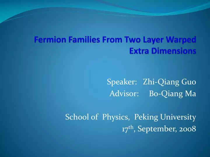 fermion families from two layer warped extra dimensions