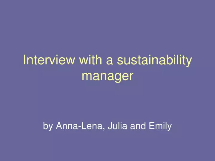 interview with a sustainability manager