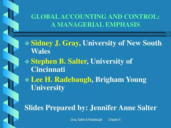 global accounting and control a managerial emphasis
