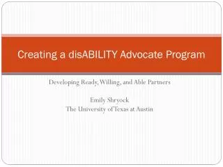 Creating a disABILITY Advocate Program