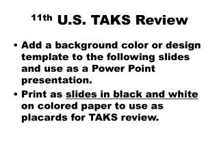 11th U.S. TAKS Review