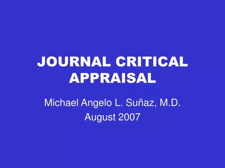 journal critical appraisal