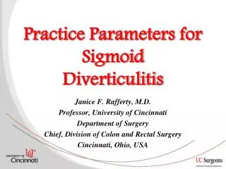 Practice Parameters for Sigmoid Diverticulitis