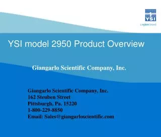 YSI model 2950 Product Overview