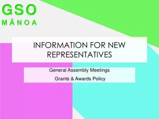 Information for New Representatives
