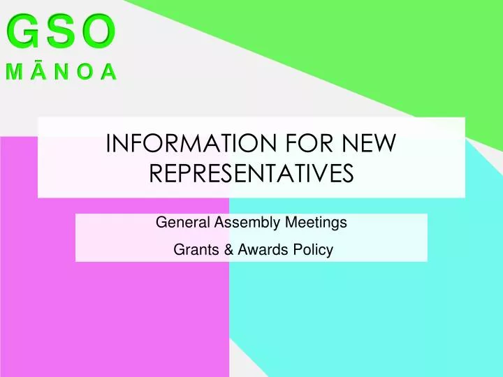 information for new representatives