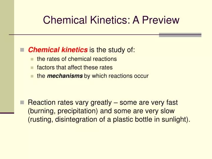 chemical kinetics a preview