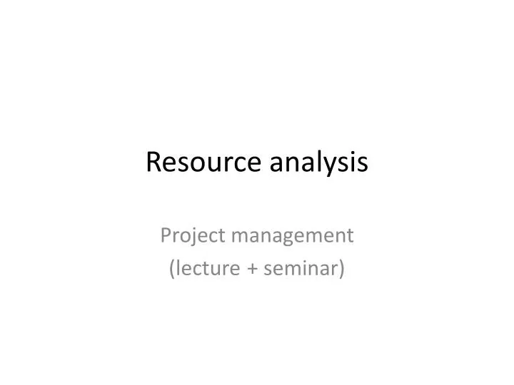 resource analysis