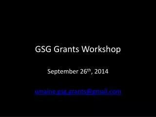 GSG Grants Workshop