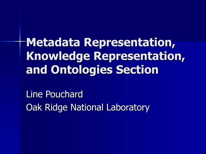 metadata representation knowledge representation and ontologies section