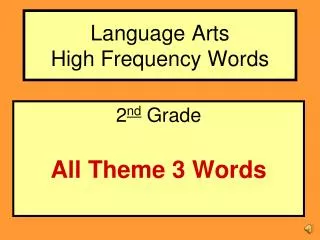 Language Arts High Frequency Words