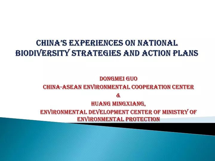 china s experiences on national biodiversity strategies and action plans