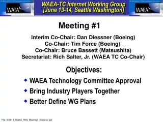 Objectives: WAEA Technology Committee Approval Bring Industry Players Together
