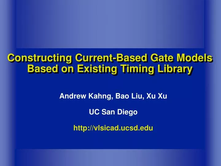 constructing current based gate models based on existing timing library
