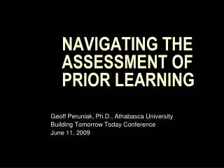 NAVIGATING THE ASSESSMENT OF PRIOR LEARNING