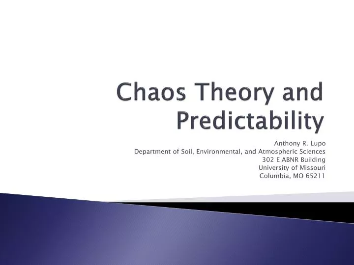 chaos theory and predictability