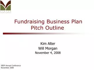 Fundraising Business Plan Pitch Outline