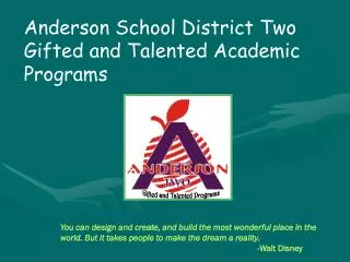 Anderson School District Two Gifted and Talented Academic Programs