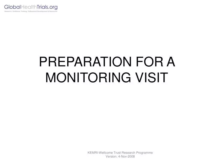 preparation for a monitoring visit