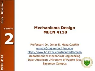 Mechanisms Design MECN 4110