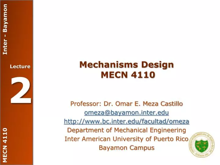 mechanisms design mecn 4110