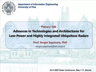 Plenary Talk Advances in Technologies and Architectures for