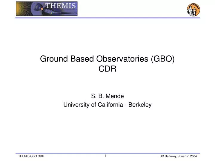 ground based observatories gbo cdr