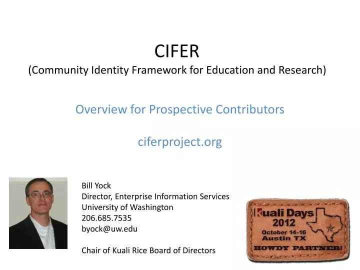 cifer community identity framework for education and research
