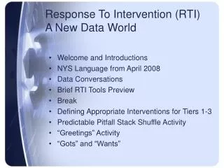 Response To Intervention (RTI) A New Data World