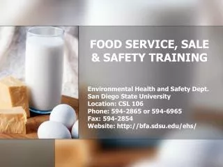 FOOD SERVICE, SALE &amp; SAFETY TRAINING