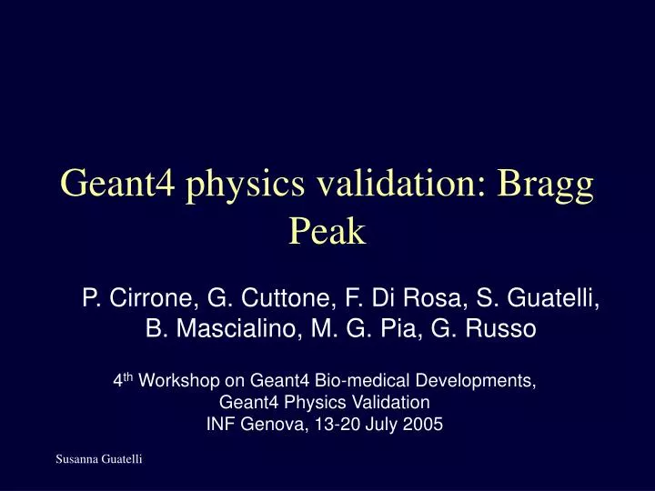 geant4 physics validation bragg peak