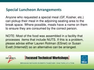 Special Luncheon Arrangements