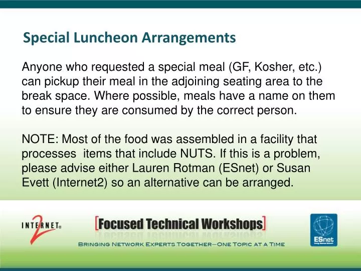 special luncheon arrangements