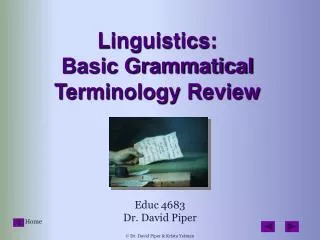 Linguistics: Basic Grammatical Terminology Review