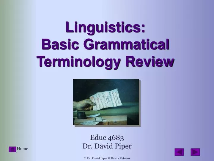 linguistics basic grammatical terminology review
