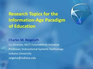 Research Topics for the Information-Age Paradigm of Education
