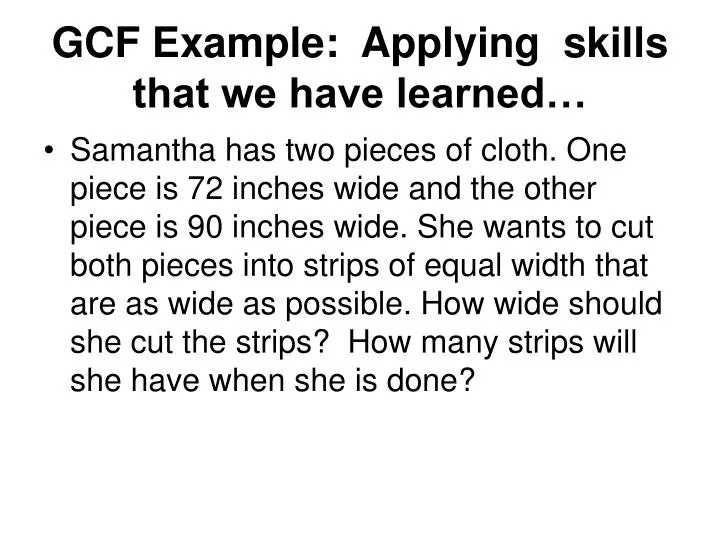gcf example applying skills that we have learned