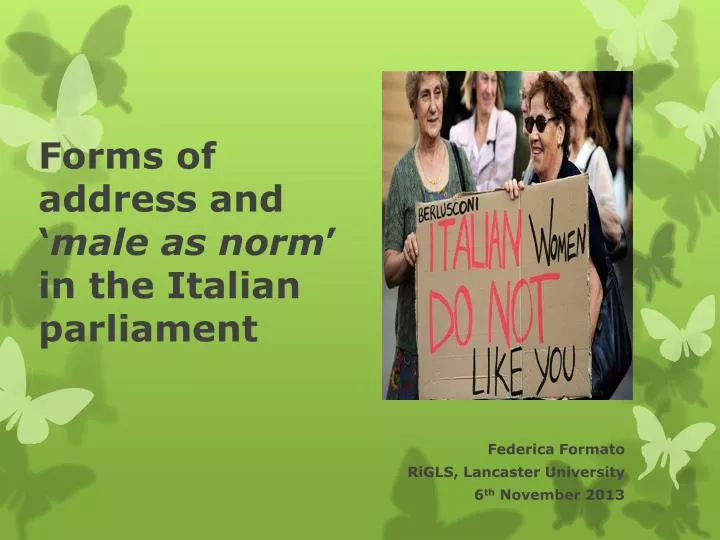forms of address and male as norm in the italian parliament