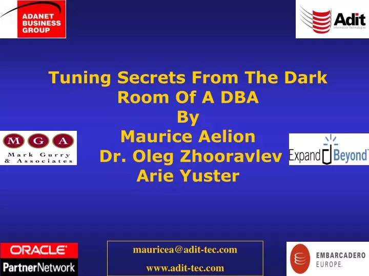 tuning secrets from the dark room of a dba by maurice aelion dr oleg zhooravlev arie yuster