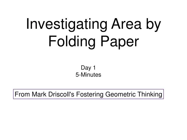 investigating area by folding paper